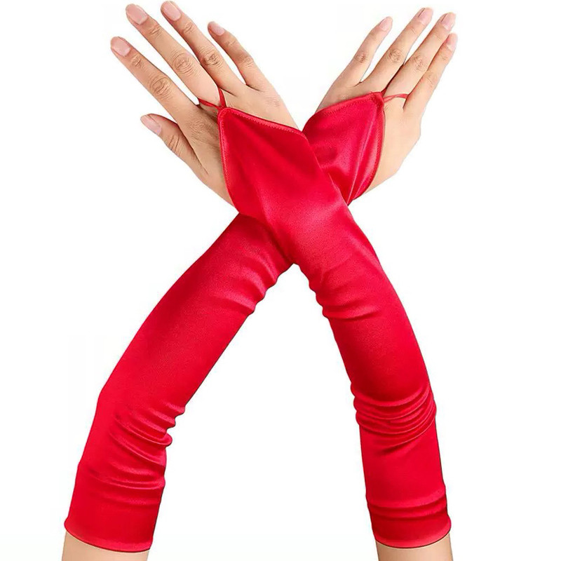 CrossGearX Mitaines Longues Satin Gloves Rouges